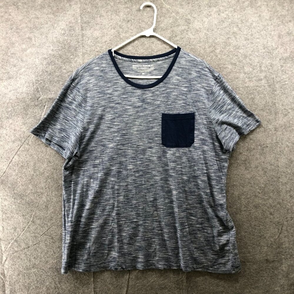 Banana Republic Essential Tee Men XL Blue Short Sleeve T‎ Shirt Heathered
